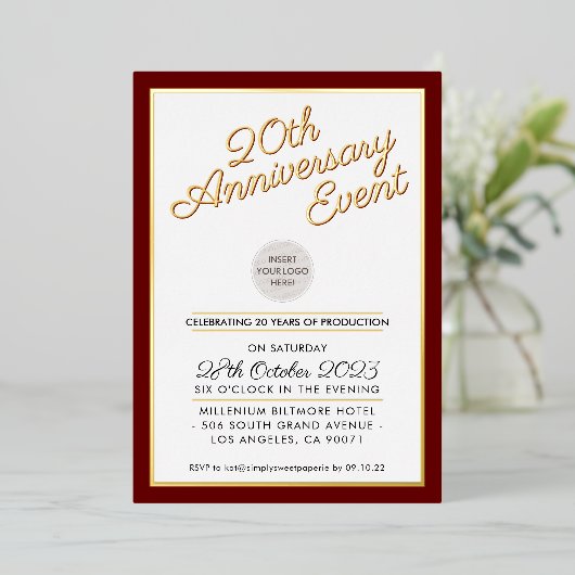 Invitation En Aluminium ENTREPRISE ANNIVERSAIRE PARTI logo moderne marron  (Debout devant)