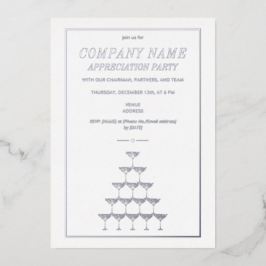 Invitation En Aluminium Entreprise Appréciation Champagne Tower Business (Recto)