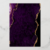 Invitation En Aluminium Épargne de date agate violet pailleté or (Verso)