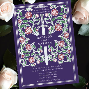 Invitation En Aluminium Épée argentée violette Mariage médiéval fantastiqu