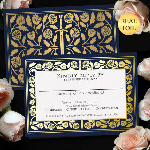 Invitation En Aluminium Épée dorée médiévale bleue RSVP mariage royal