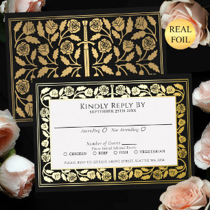 Invitation En Aluminium Épée Médiévale Dorée Noire RSVP Mariage Royal