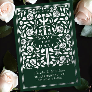 Invitation En Aluminium Épée Royale Médiévale Verte Mariage Enregistrer la
