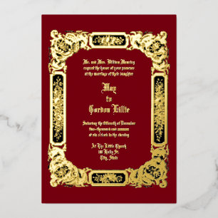 Invitation En Aluminium Ère Victorienne 1850 Fleurs de Rose Bordure Mariag