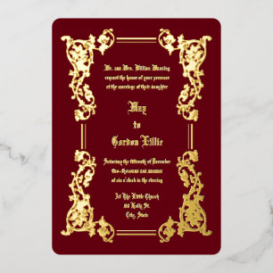 Invitation En Aluminium Ère victorienne 1851 Élégante bordure florale Mari