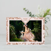 Invitation En Aluminium Espagnol Mis XV Años Real Rose Gold Fancy Texture (Debout devant)