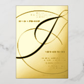 Invitation En Aluminium Estompe de script noir calligraphie or mariage (Recto)