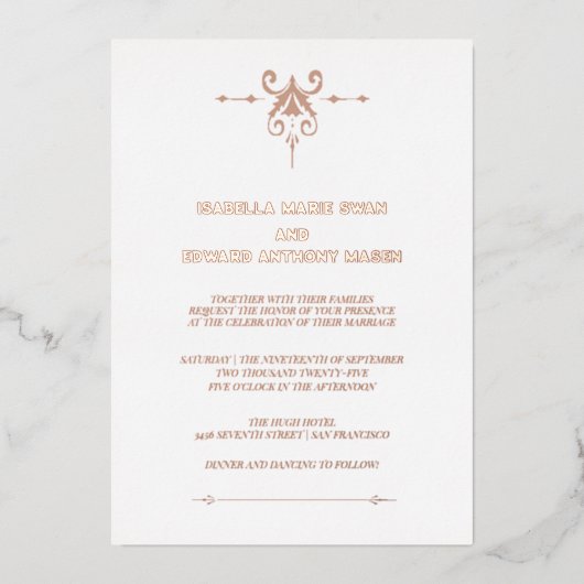 Invitation En Aluminium Eternal Love Twilight Bella et Edward Mariage (Recto)