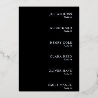 Invitation En Aluminium Étiquette de nom de mariage noir en argent luxueux