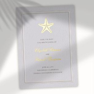 Invitation En Aluminium Étoile de mer côtière Save The Date de mariage for
