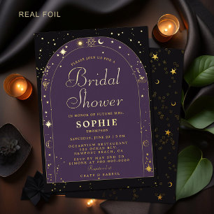 Invitation En Aluminium Étoiles Célestes Lune Or Boho Arche Mariage