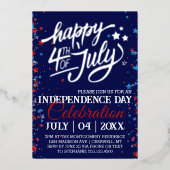 Invitation En Aluminium Étoiles de fête du quatre juillet (Recto)