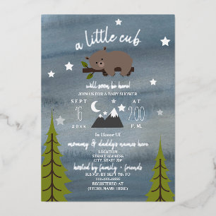 Invitation En Aluminium Étoiles de l'ours endormi Baby Shower