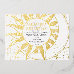 Invitation En Aluminium Étoiles de minuit Lune Soleil Mariage céleste Arge