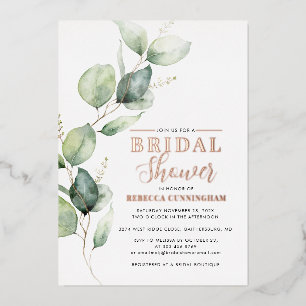 Invitation En Aluminium Eucalyptus Aquarelle Script Mariage Doré