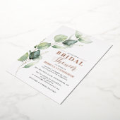Invitation En Aluminium Eucalyptus Aquarelle Script Mariage Doré (Rotation)