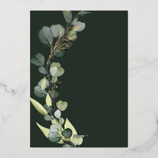 Invitation En Aluminium Eucalyptus Arrière - plan vert Mariage vert (Verso)