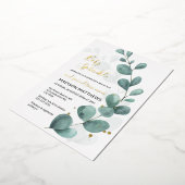 Invitation En Aluminium Eucalyptus Baby Sprinkle Green & Gold Foil Inv (Rotation)