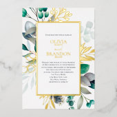 Invitation En Aluminium Eucalyptus Botanical Greenery Garden Wedding Gold (Recto)
