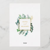 Invitation En Aluminium Eucalyptus Botanical Greenery Garden Wedding Gold (Verso)