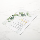 Invitation En Aluminium Eucalyptus Botanique Baby shower vert Or (Rotation)