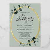 Invitation En Aluminium Éucalyptus Calligraphie Sage tout en un Mariage (Recto)