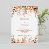 Invitation En Aluminium Eucalyptus chute bois mariage d'or (Debout devant)