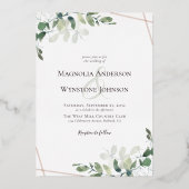 Invitation En Aluminium Eucalyptus Mariage Real Rose Gold (Recto)