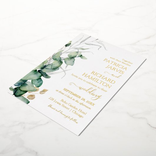 Invitation En Aluminium Eucalyptus Mariage vert (Rotation)