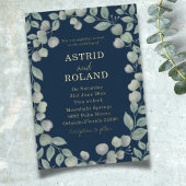Invitation En Aluminium Eucalyptus moderne Bleu & Vrai Mariage Or