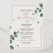 Invitation En Aluminium Eucalyptus rustique et RSVP Mariage de code QR (Recto)