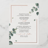 Invitation En Aluminium Eucalyptus rustique et RSVP QR Code Mariage Rose o (Recto)