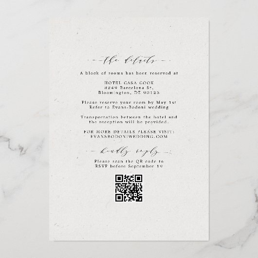 Invitation En Aluminium Eucalyptus rustique et RSVP QR Code Mariage Rose o (Verso)