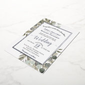 Invitation En Aluminium Eucalyptus rustique & Pine Élégant Mariage d'argen (Rotation)