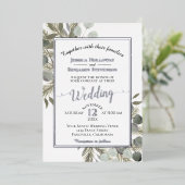Invitation En Aluminium Eucalyptus rustique & Pine Élégant Mariage d'argen (Debout devant)