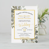 Invitation En Aluminium Eucalyptus rustique & Pine Élégant Mariage d'argen (Debout devant)