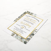 Invitation En Aluminium Eucalyptus rustique & Pine Élégant Mariage d'argen (Rotation)