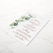 Invitation En Aluminium Eucalyptus Verdure Feuillage Mariage Rose Or (Rotation)