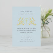 Invitation En Aluminium Eucharistie Première communion Or bleu (Debout devant)