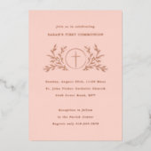 Invitation En Aluminium Eucharistie Première Communion Rose Or (Recto)