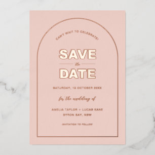 Invitation En Aluminium Événement à retenir Texte de type gras Arch Rose M
