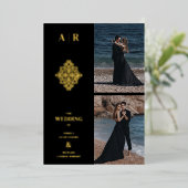 Invitation En Aluminium Exquise Elegance Gold Filigree 2 Photos Mariage (Debout devant)