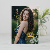 Invitation En Aluminium Exquisite Crown Quinceañera Photo Fancy Script (Debout devant)