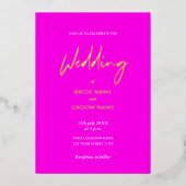 Invitation En Aluminium Eyecatching Pink Orange Script Mariage Moderne (Recto)