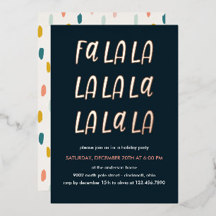 Invitation En Aluminium Fa la la Fête de Noël en rose doré