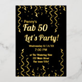 Invitation En Aluminium Fab 50 Rubans noir et or Anniversaire (Recto)