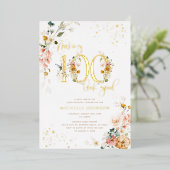 Invitation En Aluminium Fabriquant 100 Beau Or Floral Rose (Debout devant)