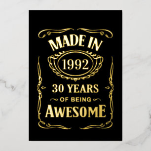 Invitation En Aluminium Fabriqué en 1992 30 ans d'être génial 2022