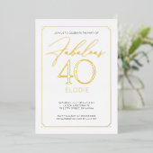 Invitation En Aluminium Fabuleux 40 Elégant 40e Anniversaire Foil Invitati (Debout devant)