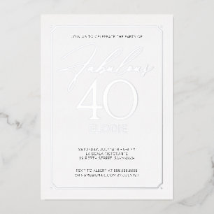 Invitation En Aluminium Fabuleux 40 Elégant 40e Anniversaire Foil Invitati